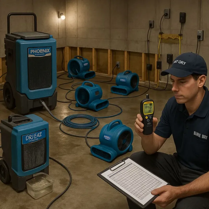 Structural Drying and Dehumidification process in Boothbay Harbor, ME